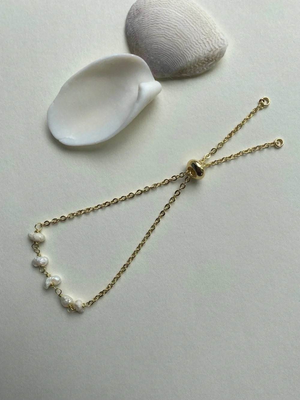 Handmade Adjustable Chain Bracelet with Freshwater Pearl